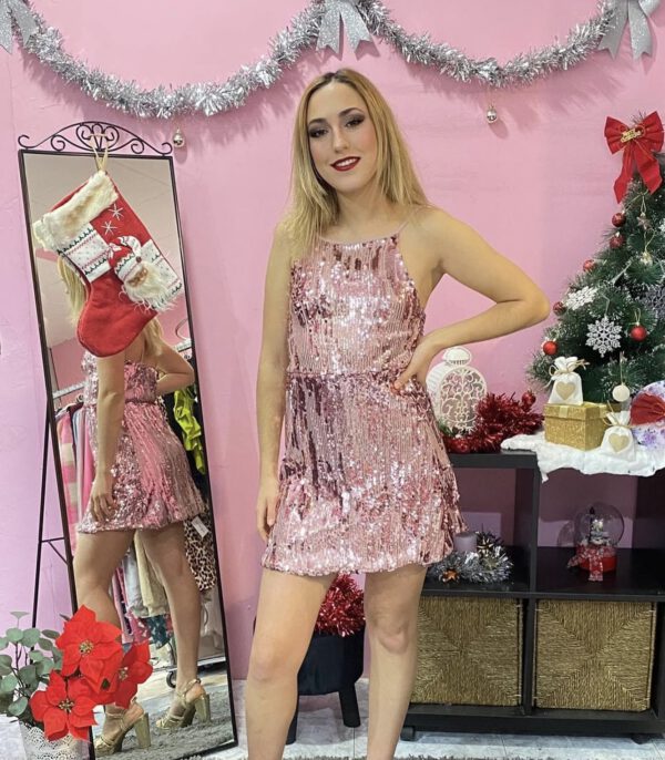 Vestido lentejuelas rosa
