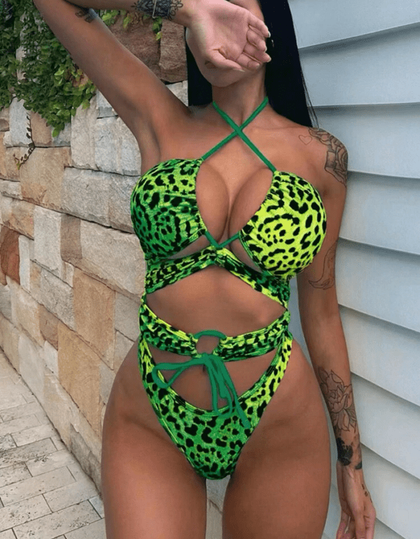 Trikini leopardo verde
