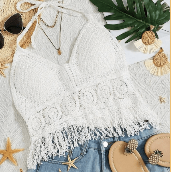 Top crochet blanco