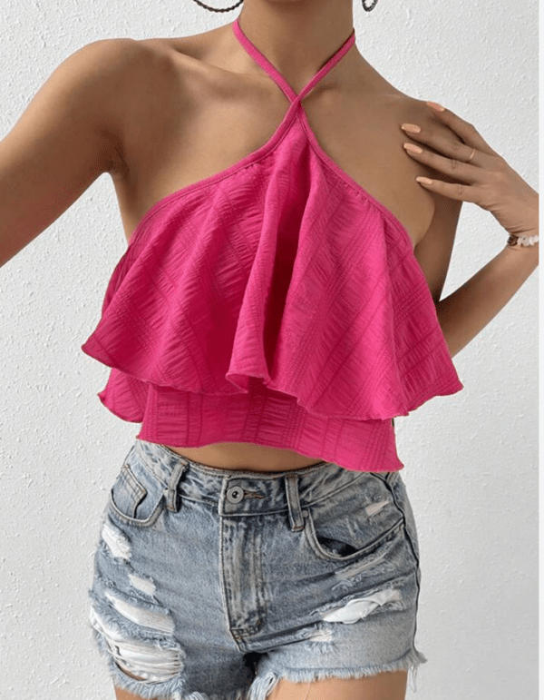 Top volante fucsia
