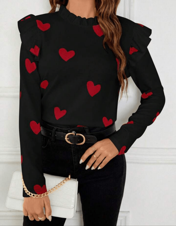 Jersey corazones linda rojo y negro