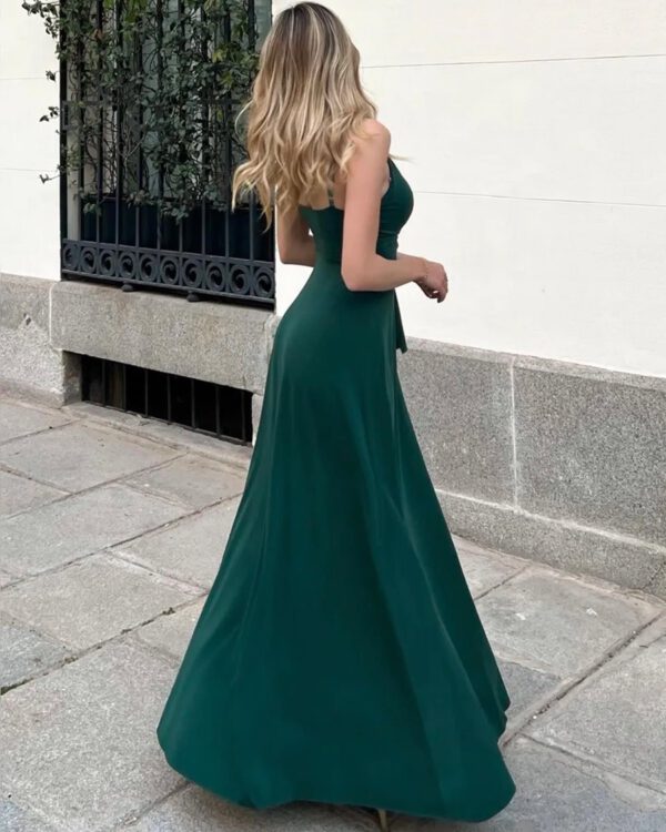 Vestido lazada verde botella - Imagen 3