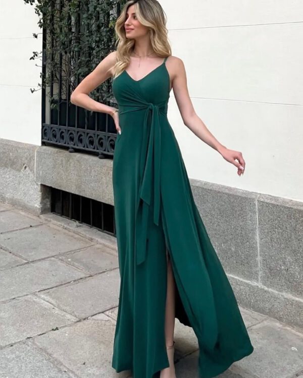 Vestido lazada verde botella