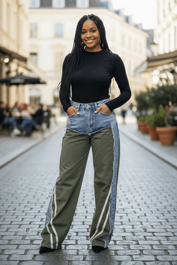 Pantalón vaquero ingrid verde militar